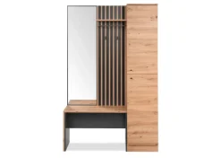 Furn.Design Möbelserien^Garderobe Eiche Artisan und Grau 122 cm 3D Lamelle Industrial Madem