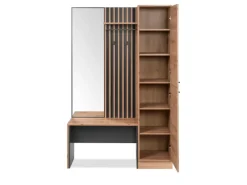 Furn.Design Möbelserien^Garderobe Eiche Artisan und Grau 122 cm 3D Lamelle Industrial Madem