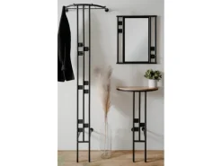 Furn.Design Garderoben-Set 3-teilig Schwarz Metall 130 cm mit Spiegel Kilby