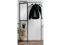 Furn.Design Möbelserien^Kompaktgarderobe Schwarz Metall 100 cm mit Spiegel Wick