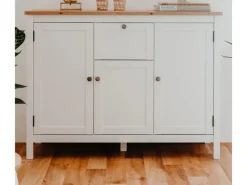 Furn.Design Sideboards^Sideboard Landhaus Weiß Eiche Artisan 120 cm 3-türig Vestland