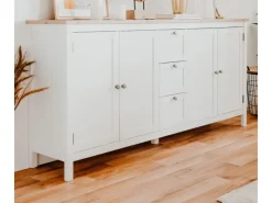 Furn.Design Sideboards^Sideboard Landhaus Weiß Eiche Artisan 180 cm 4-türig Vestland