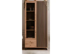 Furn.Design Vitrine Eiche Artisan und Grau 92 cm 3D Lamelle Industrial Madem