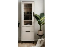 Furn.Design Vitrinen^Vitrine in Sand und Schwarz 60 x 200 cm Brebbia