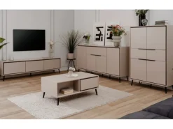 Furn.Design Vitrinen^Vitrine in Sand und Schwarz 60 x 200 cm Brebbia