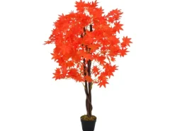 furnicato Kunstpflanzen^Künstliche Pflanze Ahornbaum mit Topf Rot 120 cm
