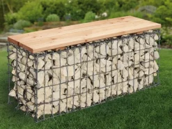 Bellissa Gabionen-Gartenbank 100 cm x 46 cm x 30 cm