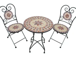 Garden Pleasure Stühle^Balkon-Set Mosaik Amarillo 3-teilig Braun