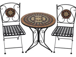 Garden Pleasure Mosaik^Bistro-Set Pular 3-teilg Schwarz-Braun