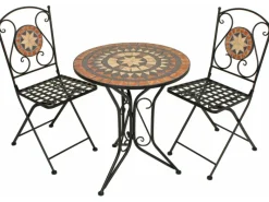 Garden Pleasure Mosaik^Bistro-Set Pular 3-teilg Schwarz-Braun