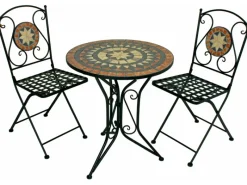Garden Pleasure Mosaik^Bistro-Set Pular 3-teilg Schwarz-Braun