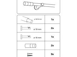 Gardinia Gardinenstangen-Set Kreta Zylinder Ø 16/19 mm 120 cm - 210 cm