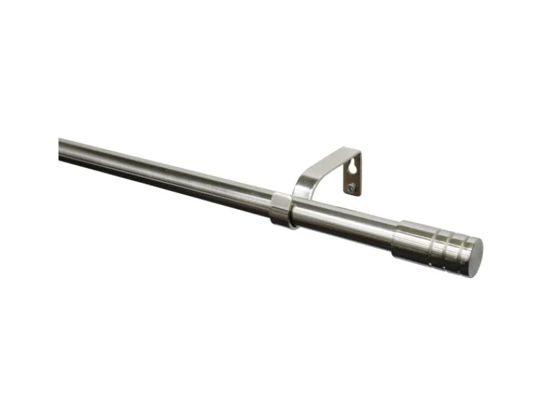 Gardinia Gardinenstangen-Set Zylinder Ø 16/19 mm Edelstahloptik 190 cm - 340 cm