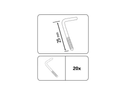 Gardinia Vorhänge|Gardinen^Schraubhaken für Vitragestangen Silber-Matt 2,5 cm 20-er Pack