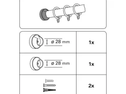 Gardinia Gardinenstangen|Seilspanngarnituren^Wandlager Lugano für Ø 28 mm 2-er Pack