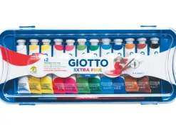 Bastelfarben^Giotto Extra Fine Plakatfarben-Set 1 Pinsel verschiedene Farben 12 Stück 12 ml