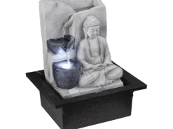 Globo Zimmerbrunnen^LED-Brunnen Albert Kunststoff Grau