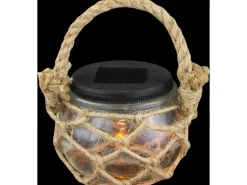 Globo Laternen^LED-Solaraußenleuchte mit Textilband und Glas klar