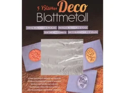 Glorex Blattmetall farben 14 cm x 14 cm, 5 Blatt