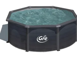 Gre Leitern^Stahlwand-Pool Kea Ø 300 cm x 120 cm Rund Graphit