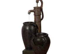 Dobar Zimmerbrunnen^Großer Design-Gartenbrunnen mit Handpumpe 47,5 cm x 38,5 cm x 84 cm