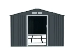 HATTORO S300 Metall Gerätehaus mit Bodenrahmen 12,5 m³ Satteldach Dunkel