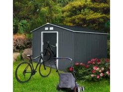 HATTORO S300 Metall Gerätehaus mit Bodenrahmen 12,5 m³ Satteldach Dunkel