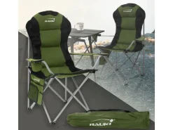 HAUKI Stühle^Campingstuhl Faltbar Khaki mit Getränkehalter und Tragetasche