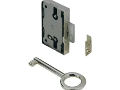 Hettich Kommode^Nutbart-Aufschraubschloss 60 mm x 58 mm x 8,7 mm Stahl vernickelt