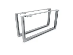 Klarlacke^HEVVA Möbelfüße GRAZ 25 cm Hoch 50 cm Tief 2er Set Rohstahl-Klarlack