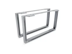 Klarlacke^HEVVA Möbelfüße GRAZ 25 cm Hoch 45 cm Tief 2er Set Rohstahl-Klarlack