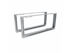 Klarlacke^HEVVA Möbelfüße GRAZ 20 cm Hoch 45 cm Tief 2er Set Rohstahl-Klarlack