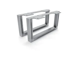 Klarlacke^HEVVA Möbelfüße GRAZ 15 cm Hoch 30 cm Tief 2er Set Rohstahl-Klarlack