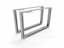 Klarlacke^HEVVA Möbelfüße GRAZ 25 cm Hoch 40 cm Tief 2er Set Rohstahl-Klarlack