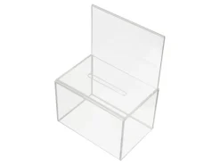 Vitrinen^HMF 46916 Acryl Spendenbox Blatteinschub 22 x 15 x 15 cm DIN A4 Transparent