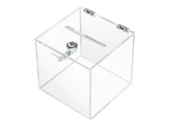 Vitrinen^HMF 46919 Acryl Spendenbox Schloss 15 x 15 x 15 cm DIN A6 Transparent