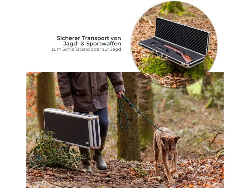 Aufbewahrung^HMF 14405-02 Alu Koffer Rasterschaumstoff 117 x 36 x 12 cm Schwarz