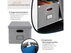 Aufbewahrung^HMF 250473-12 Aufbewahrungsbox Deckel DIN A4 Hängeregister Kallax 33 x 37 x 28 cm