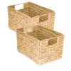 Aufbewahrung^HMF 37242 Aufbewahrungskorb Faltbarer Korb Geflochten Wasserhyazinthe Seegras Größe M 32 x 23 x 20 cm 2er Set