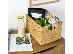 Aufbewahrung^HMF 37242 Aufbewahrungskorb Faltbarer Korb Geflochten Wasserhyazinthe Seegras Größe M 32 x 23 x 20 cm 2er Set