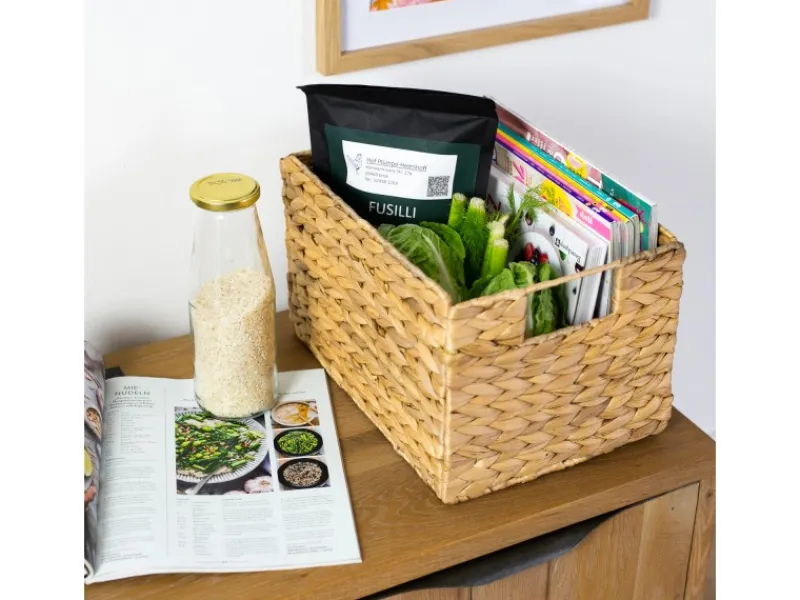 Aufbewahrung^HMF 37242 Aufbewahrungskorb Faltbarer Korb Geflochten Wasserhyazinthe Seegras Größe M 32 x 23 x 20 cm 2er Set