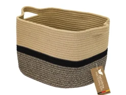 HMF Aufbewahrungskorb Griffen Korb Baumwolle 36 x 30 x 25 cm Schwarz-Honig