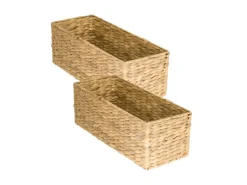Aufbewahrung^HMF Aufbewahrungskorb Badezimmer Korb Geflochten Wasserhyazinthe Seegras 38 x 15 x 14 cm 2er Set