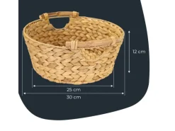 HMF Aufbewahrungskorb Rund Korb Geflochten Wasserhyazinthe Holzgriffen 30 x 12 cm