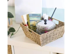 Aufbewahrung^HMF Geschenkkorb Leer Aufbewahrungskorb Geflochten Seegras RechtEckig 30 x 30 x 12 cm