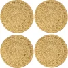 HMF 37231-S4 Tischset Rund Geflochten aus Wasserhyazinthe Platzset Abwaschbar 4er Set 35 cm