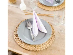 HMF 37231-S4 Tischset Rund Geflochten aus Wasserhyazinthe Platzset Abwaschbar 4er Set 35 cm