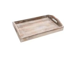 Tischdecken^HMF VTA101-S3 Deko Tablett Holz Vintage Design 3er Set Versch. Größen Shabby Chic Klassik