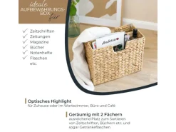 HMF Zeitungsständer Zeitungskorb Geflochten Wasserhyazinthe 2 Fächer 40 x 20 x 33 cm