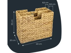 HMF Zeitungsständer Zeitungskorb Geflochten Wasserhyazinthe 2 Fächer 40 x 20 x 33 cm